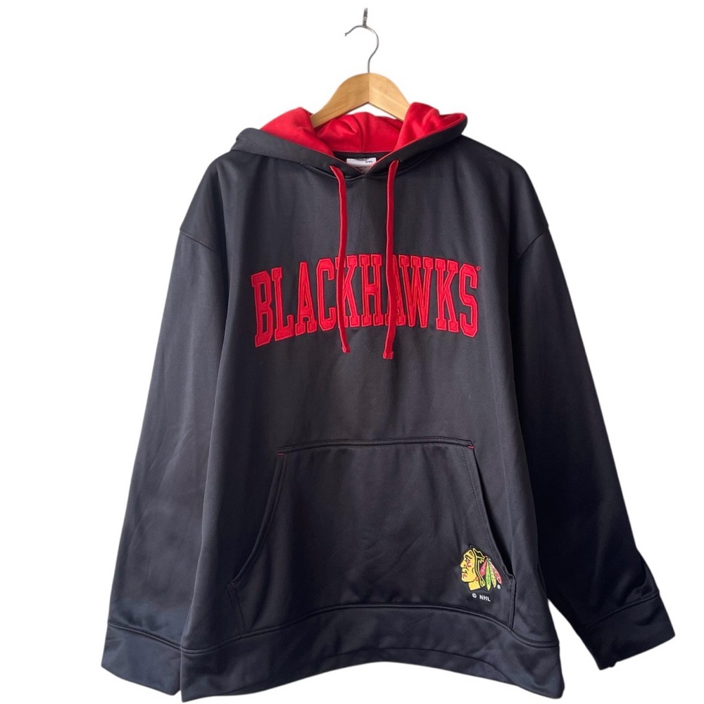 Chicago Blackhawks Black Hoodie Pullover Sweatshirt NHL XL NWT